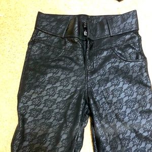 Lacey look leather like pants
